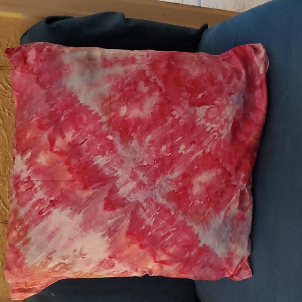 Pair of pink and blue tie dyed pillow covers.  Covers only. Floor pillows.